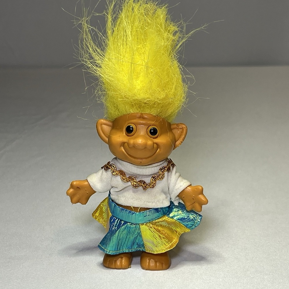Vintage ACME Troll Kinz Doll‎ 1991  Cheerleader Gold Blue White Yellow Hair